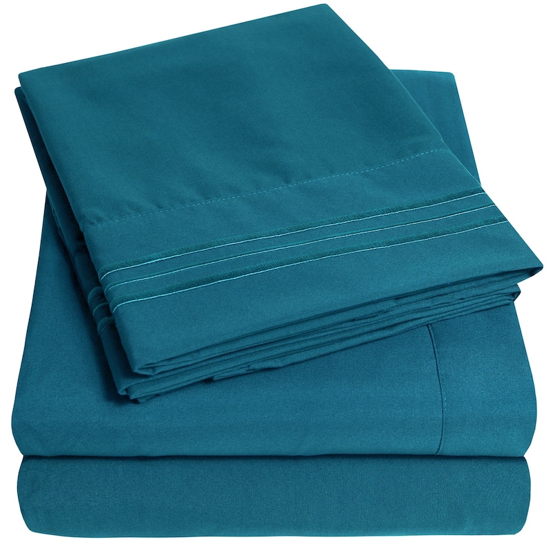 Deep Pocket Soft Microfiber 4-piece Solid Color Bed Sheet Set - Twin - Teal
