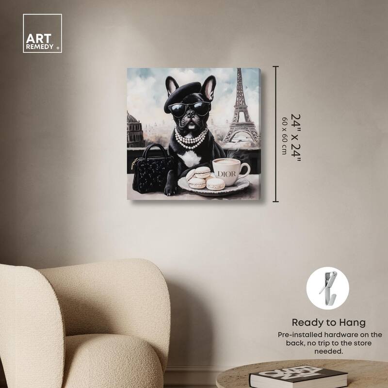 Frenchie in Paris Treats Canvas by Art Remedy, Gallery Wrapped