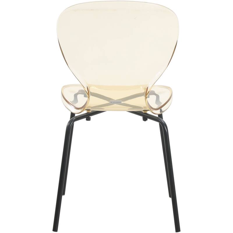 Stackable Plastic Dining Chair Transparent Set of 2 Modern Accent Side Chair for Indoor and Outdoor