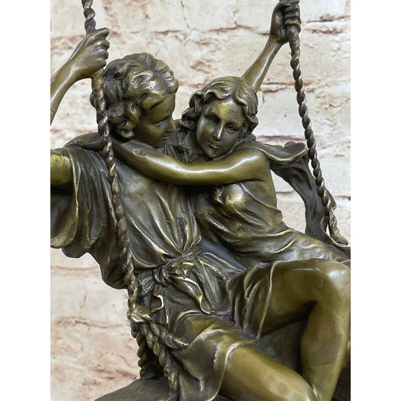 Hand Made Perfect Valentine Gift Couple In Love On Swing Set Bronze Figurine Lrg