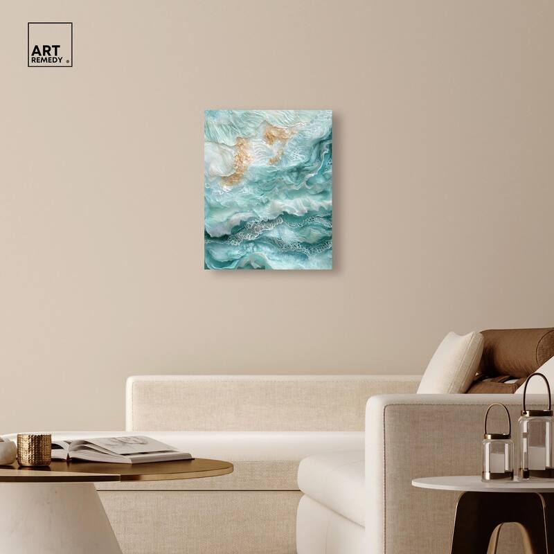 Teal Tiered Turbulence Canvas by Art Remedy, Gallery Wrapped