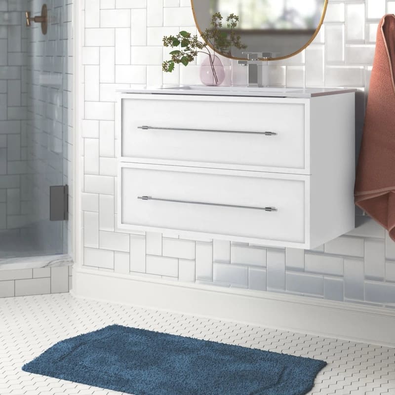 Milano Collection 30" Wall Mount Modern Shaker Bathroom Vanity with Sink and Drawers