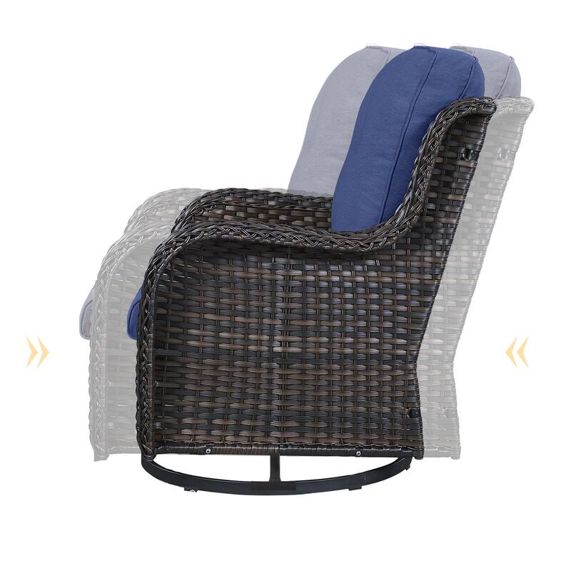 ArcoBay Wicker PE Rattan Outdoor Patio Swivel Glider Chairs with 4'' Olefin Cushions (2-Pack)
