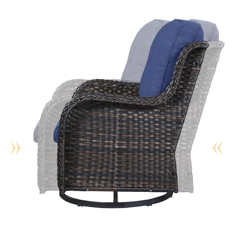 Patio Glider Chair Sofa with Fire Pit Table