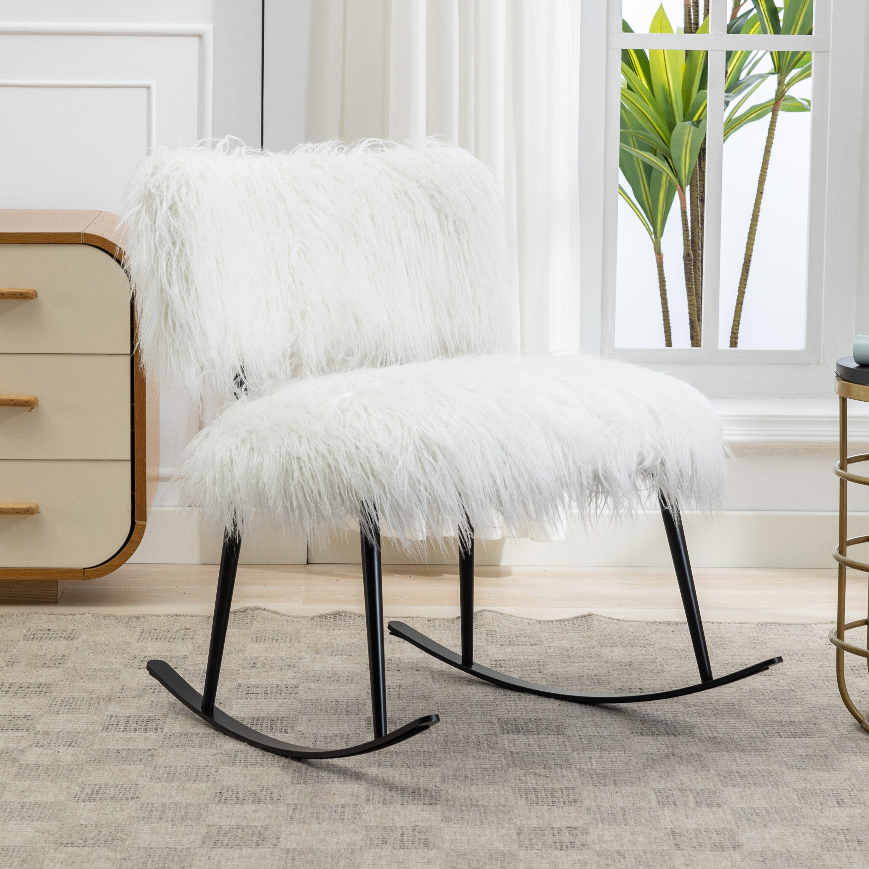 Faux fur rocking chair sales