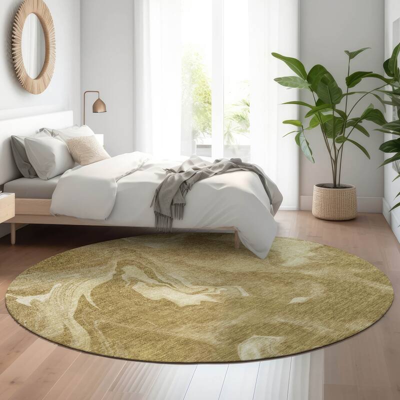 Premium Washable Super Soft Abstract Mayfield Rug - Brown - 8' x 8' - Round