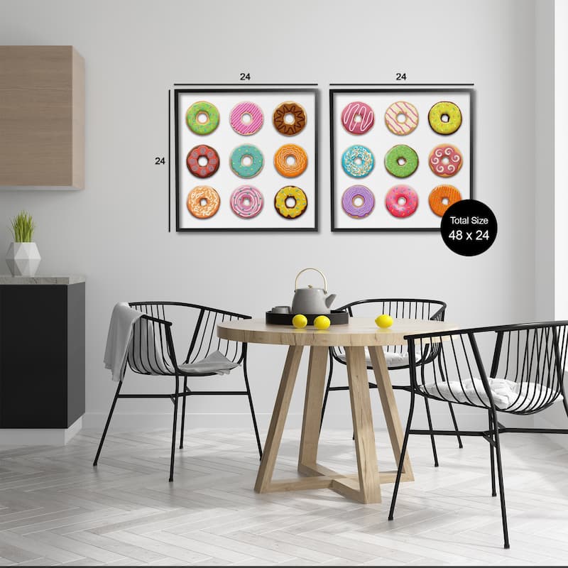 Stupell Bright & Fun Donuts Framed Giclee Art Design By Marcus Prime (Set of 2)