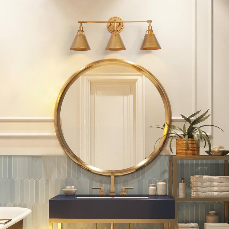Coney Modern 4-Light Bathroom Vanity Light Cone Metal Shade Wall Sconces