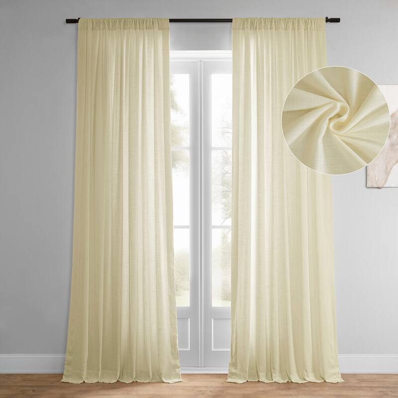 Exclusive Fabrics Summer Solid Linen Blend Rod Pocket Light Filtering Curtains For Bedroom & Living Room Curtains (2 Panels)