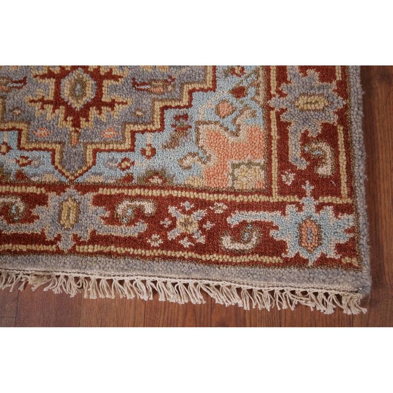 Geometric Kazak Oriental Runner Rug Hand-Knotted Wool Carpet - 2'6"x 10'9"