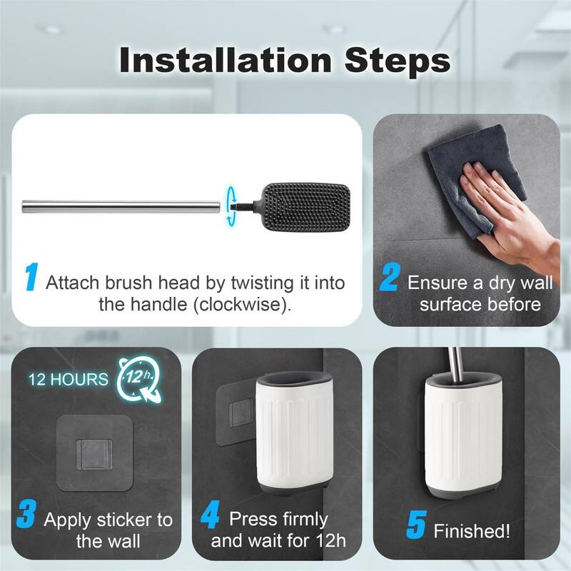 Bathroom Trash Can with Toilet Brush - White - 12.2 x 6.3 x 12.9
