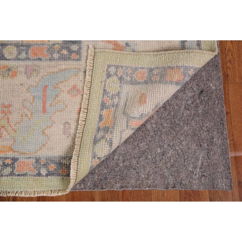 Hand Knotted Oriental 100% Wool Carpet Transitional All-Over Green Oushak Area Rug - 12' 5'' X 8' 10''