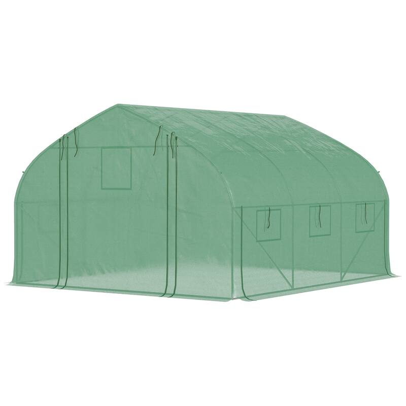 Outsunny Walk-in Tunnel Greenhouse,Upgraded Gardening Plant Hot House - 11.5'x10'x6.5'