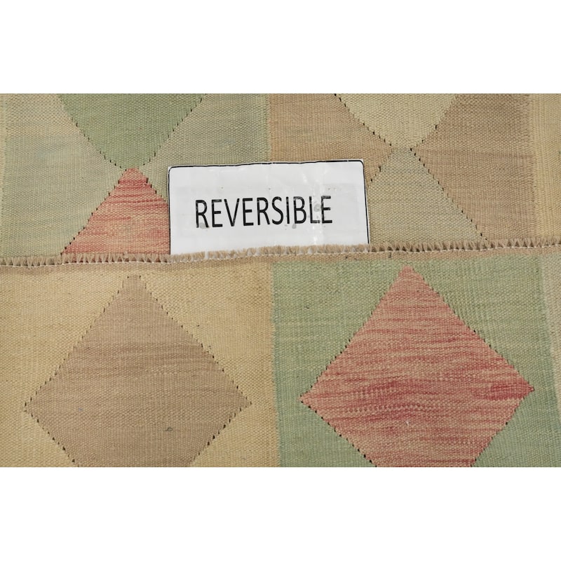 Hand Woven Oriental 100% Wool Carpet Southwestern Modern Multi-Colored Kilim Area Rug - 9' 10'' X 6' 5''