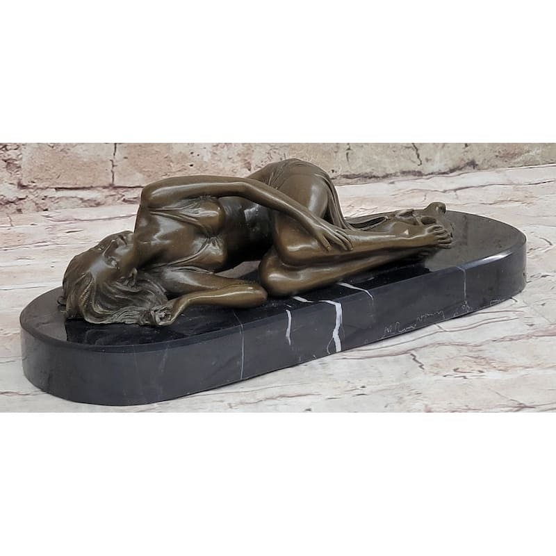 Hot Cast Bronze Sculpture Statue Original Art Girl Laying Down Sleeping