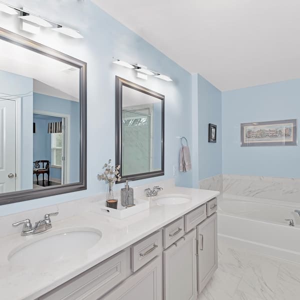 slide 2 of 3, Eglo Metrass 3 LED Vanity Light w/ Chrome Finish & Satin Plastic Shade Chrome