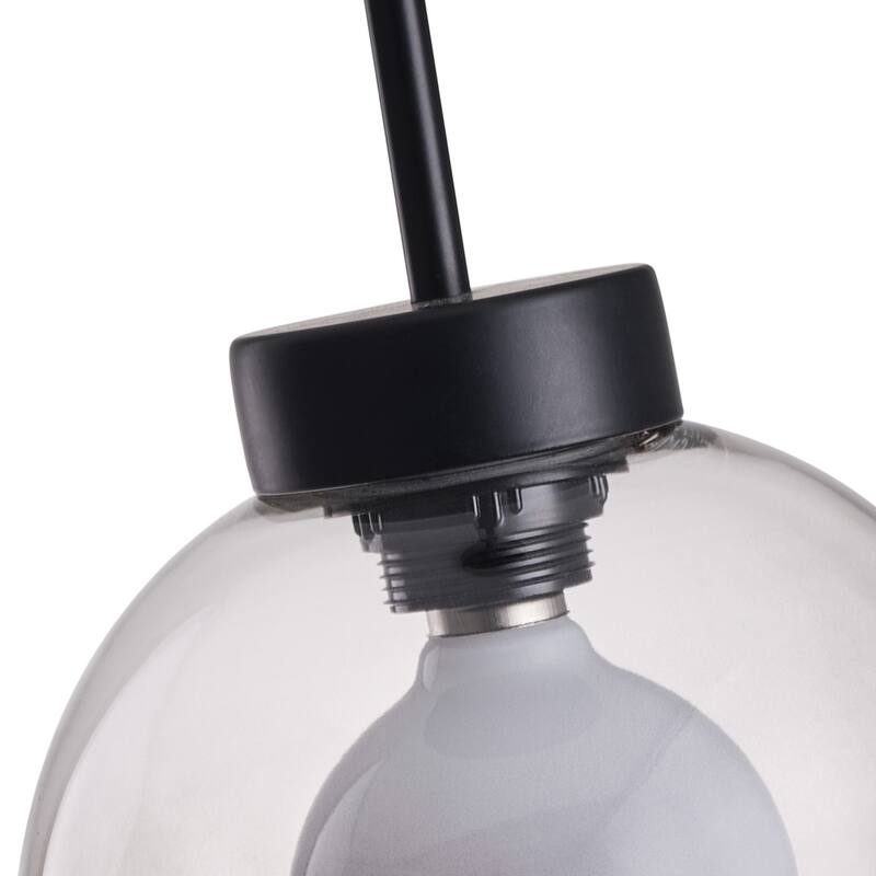 Smoke Grey Glass Cylinder Pendant Light with Spherical Light Interior