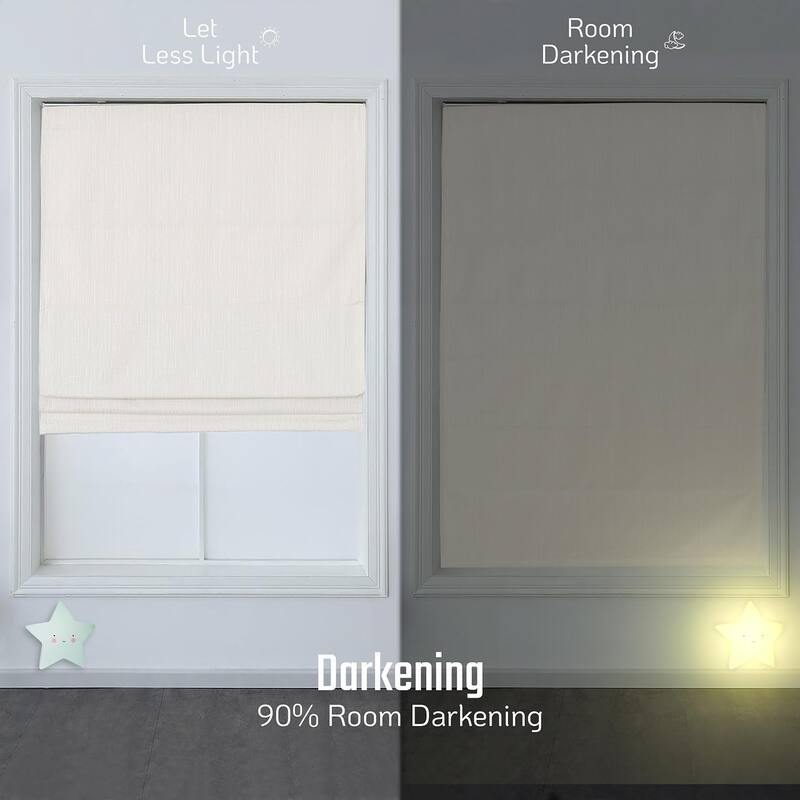 Cordless Room Darkening Roman Shades for Windows, Textured Woven Thermal Insulated Roman Blind