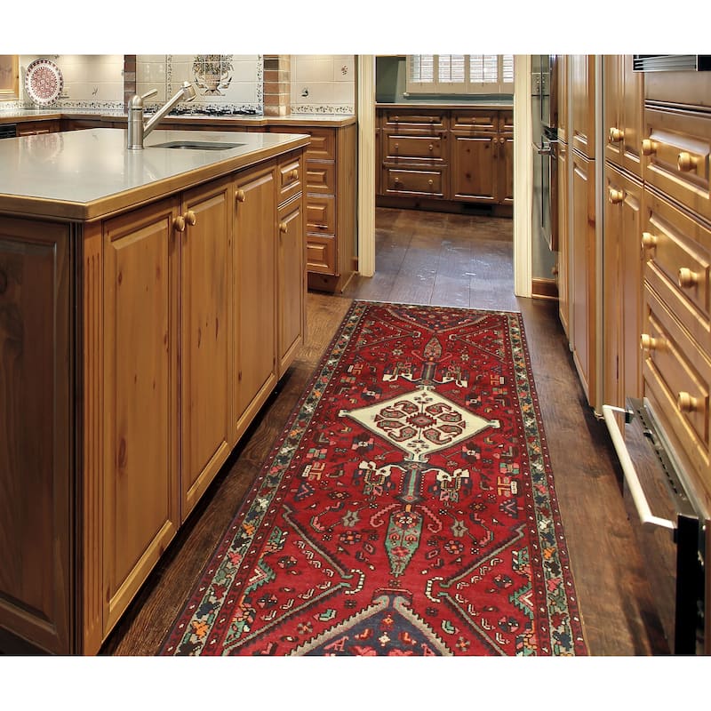 Noori Rug Fine Vintage Distressed Joey Burgundy/Ivory Runner - 3'5" x 8'11"