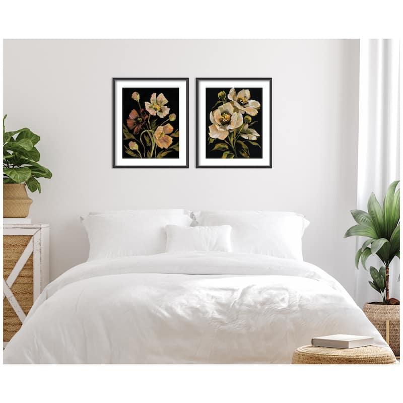 Kate and Laurel Moody Floral 5 & 8 2 Piece Framed Wall Art Print Set by Annie Quigley