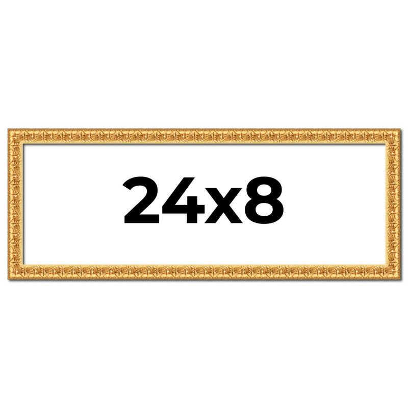 24x8 Frame Gold Real Wood Picture Frame Width 1 inches | Interior