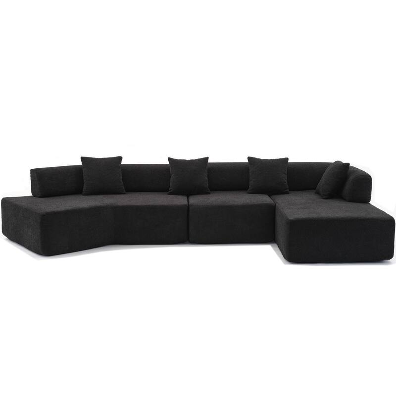 140" L-Shape Cloud Sectional Couch w/ Chaise, Modern Modular Sofa with Deep Seat, Upholstered Couches No Assembly Required