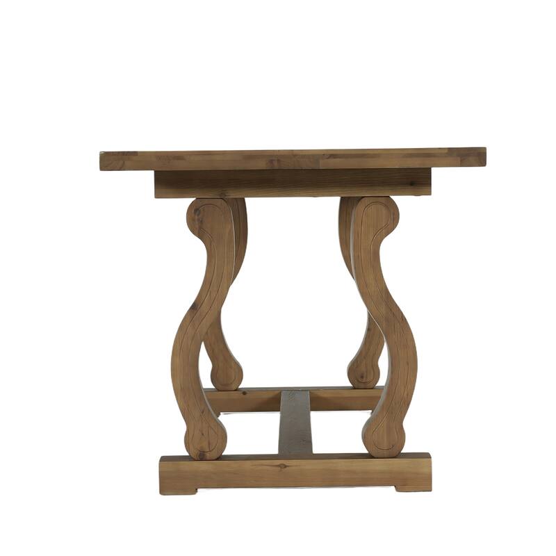 63" Solid Wood Dining Table for 4-6, Diamond Parquetry Top and S-Scroll Legs