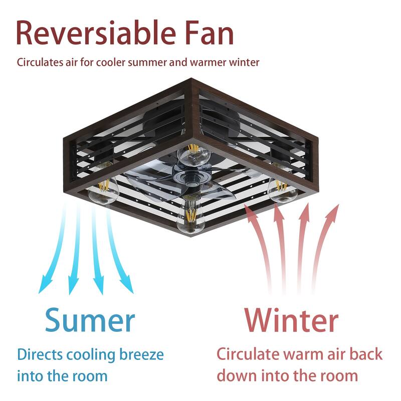 Cage Style Ceiling Fan Light with Lighting and 6 Speed Settings, Reversible DC Motor for Bedroom and Living Room