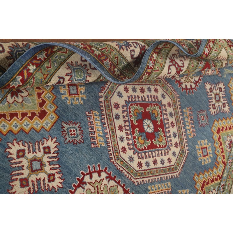 Light Blue Kazak Area Rug Hand-Knotted Wool Carpet - 6'6" x 9'10"