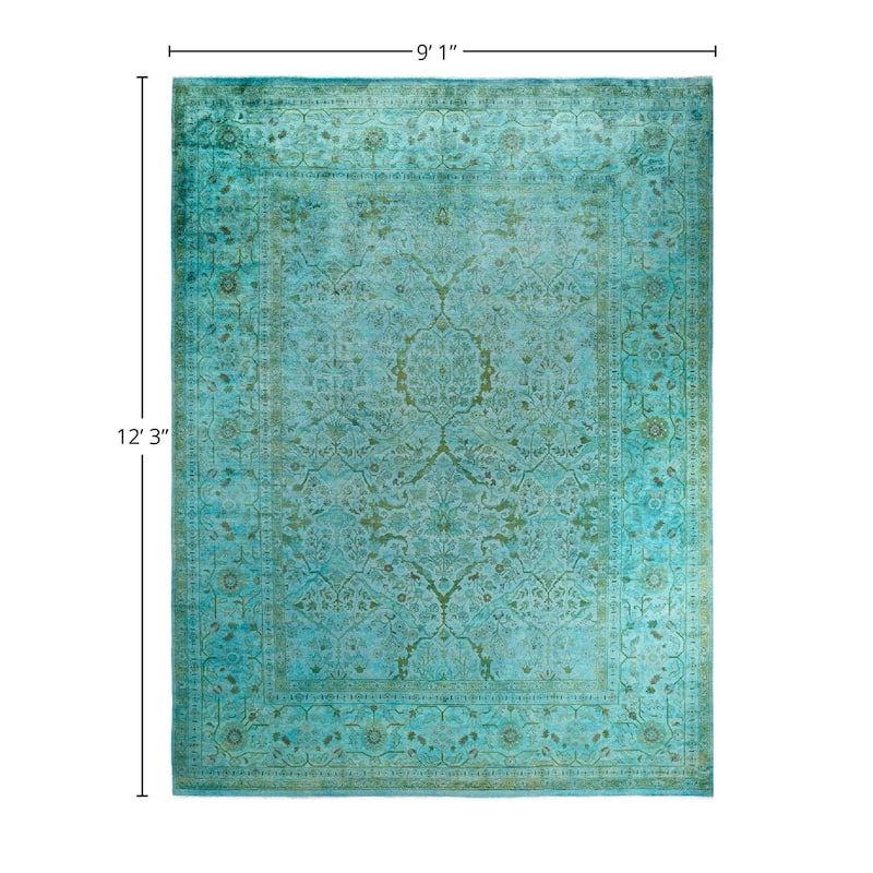 Overdyed, One-of-a-Kind Hand-Knotted Area Rug - Blue - 9' 1" x 12' 3"