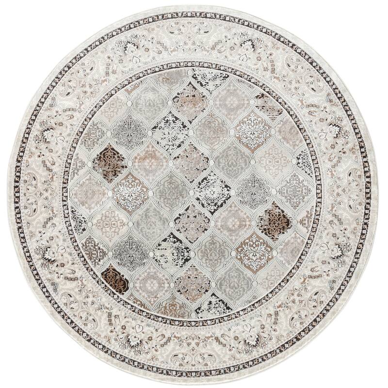 Omari Collection Grey/Blue Abstract Traditional Area Rug
