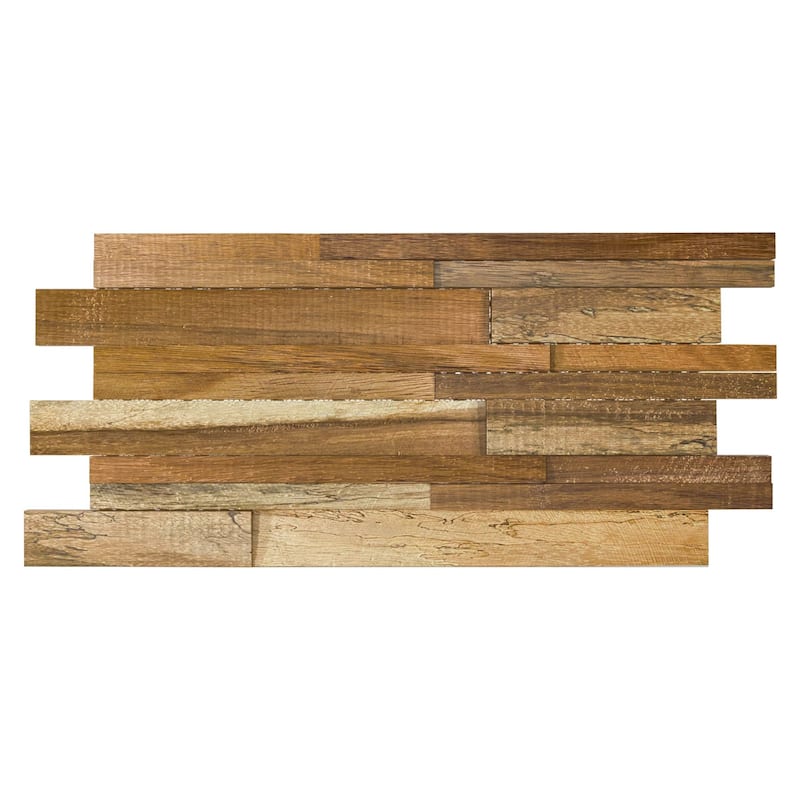 23 7/8"W x 11 7/8"H x 1/2"P Hacienda Wood Mosaic Wall Tile, Old Boat Wood - 23 7/8"W x 11 7/8"H x 1/2"P