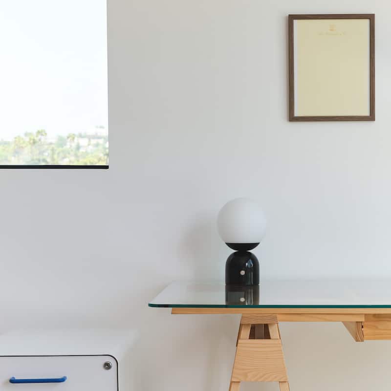 Brightech Mila 9.85 in. Classic Black Mid-Century Modern Integrated LED Bedside Table Lamp with Built-In 3-Way Dimmer (2-Pack)