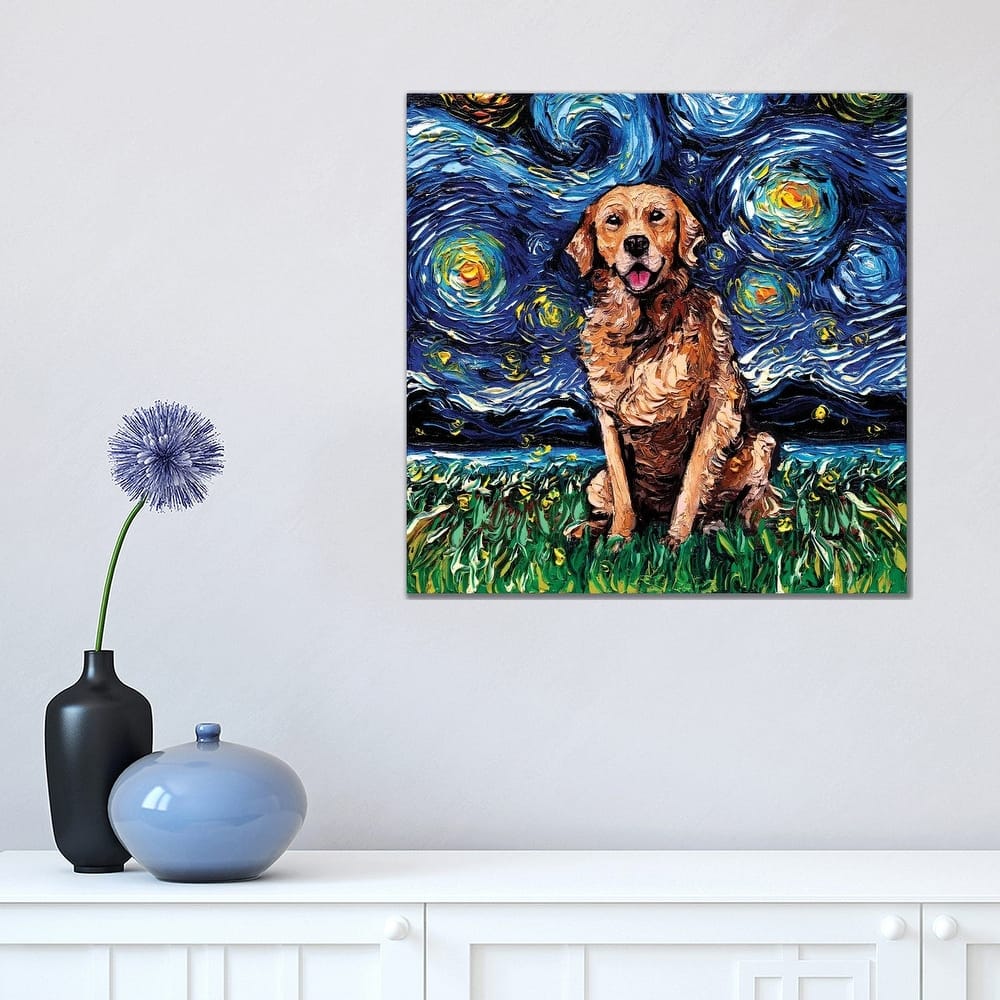iCanvas "Golden Retriever Night (Dark Coat)" by Aja Trier Canvas Print