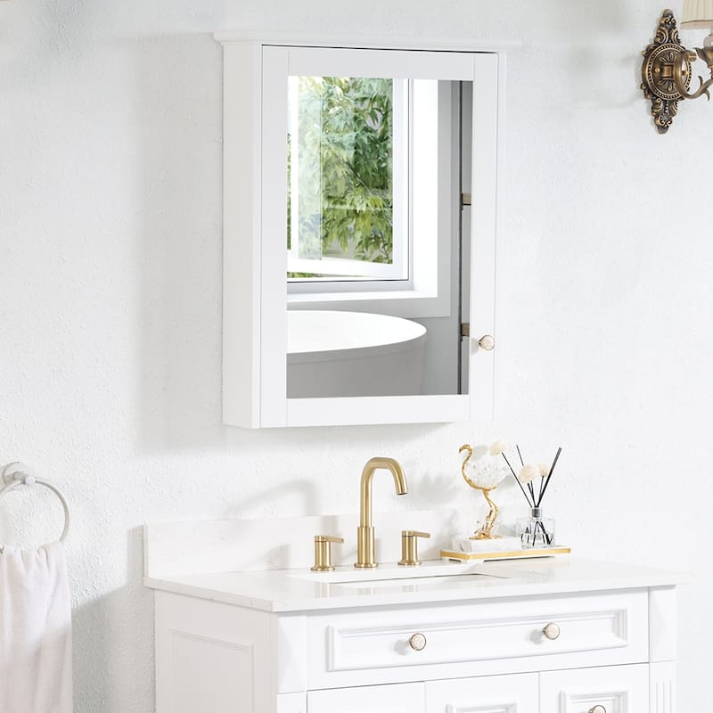 Wall Mounted Surface Mount 24" W x 30" H Mirror Cabinet With Shelves