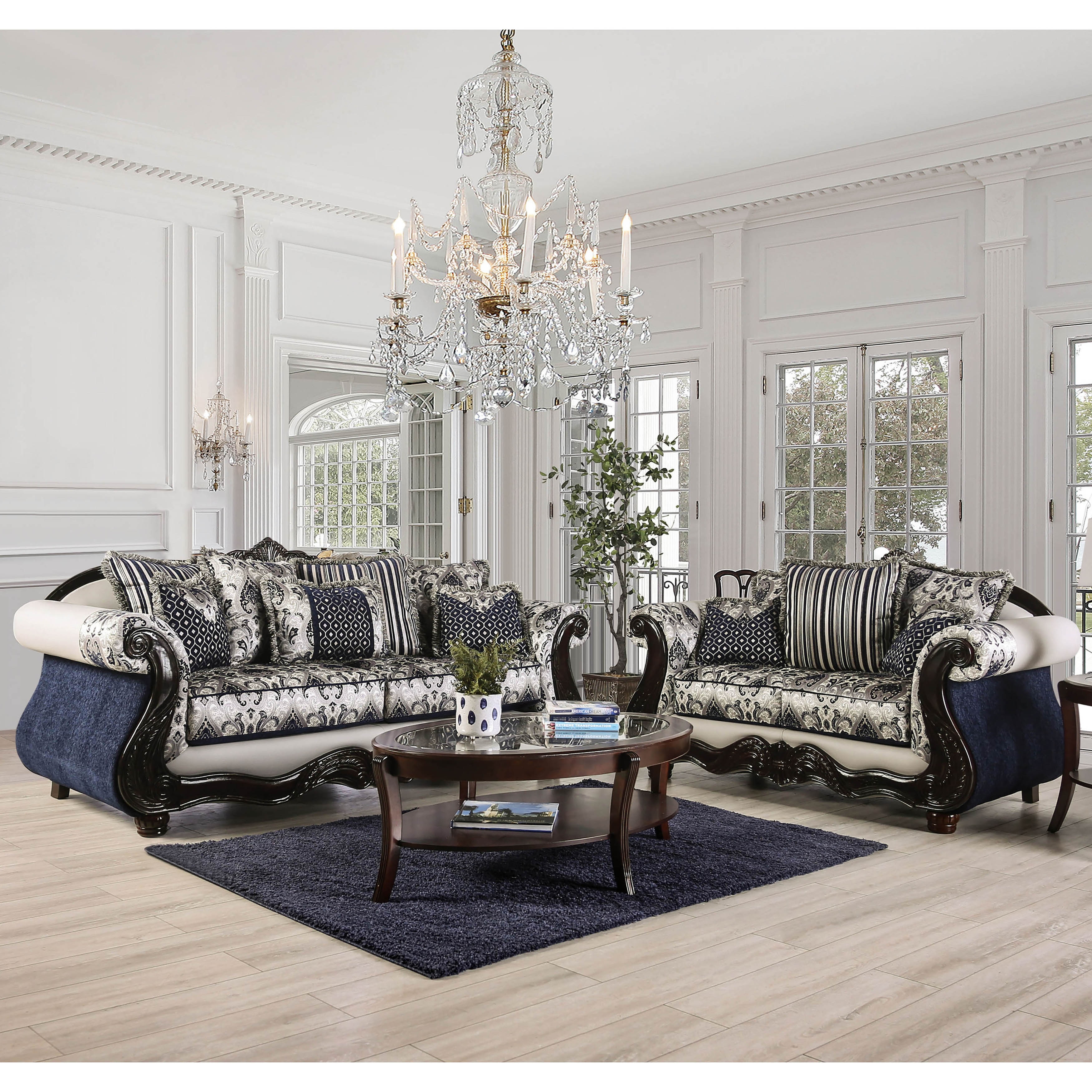 White faux leather store living room set