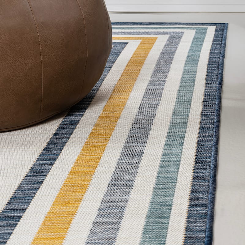JONATHAN Y Reversible Calypso Classic Coastal Mitred Stripe Machine-Washable Indoor/Outdoor Area Rug