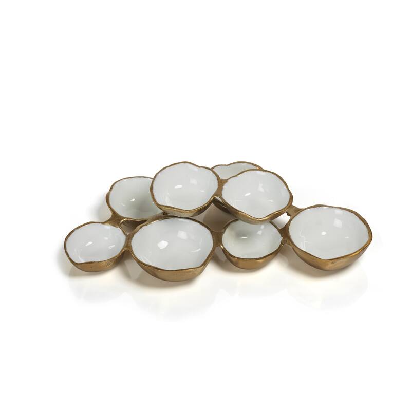 Small Cluster of 8 Round Serving Bowls - Gold