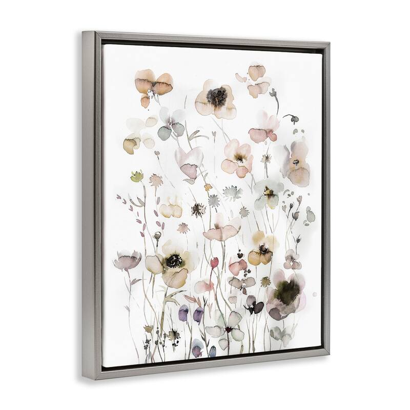 Stupell Soft Cottage Florals Framed Floater Canvas Wall Art Design by Incado