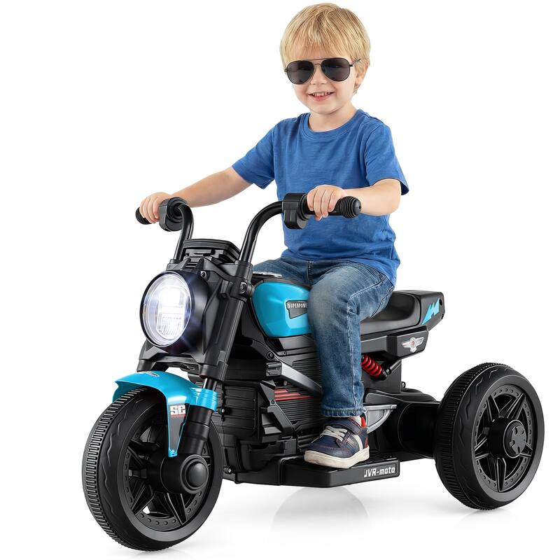 Gymax 6V Kids Motorcycle w/Song Story LED Headlights Accelerator - Blue & Black