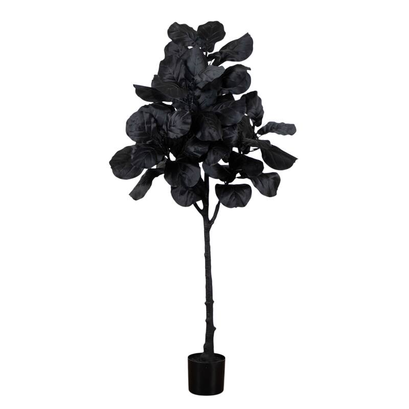 5-ft Artificial Halloween Black Fiddle Leaf Tree