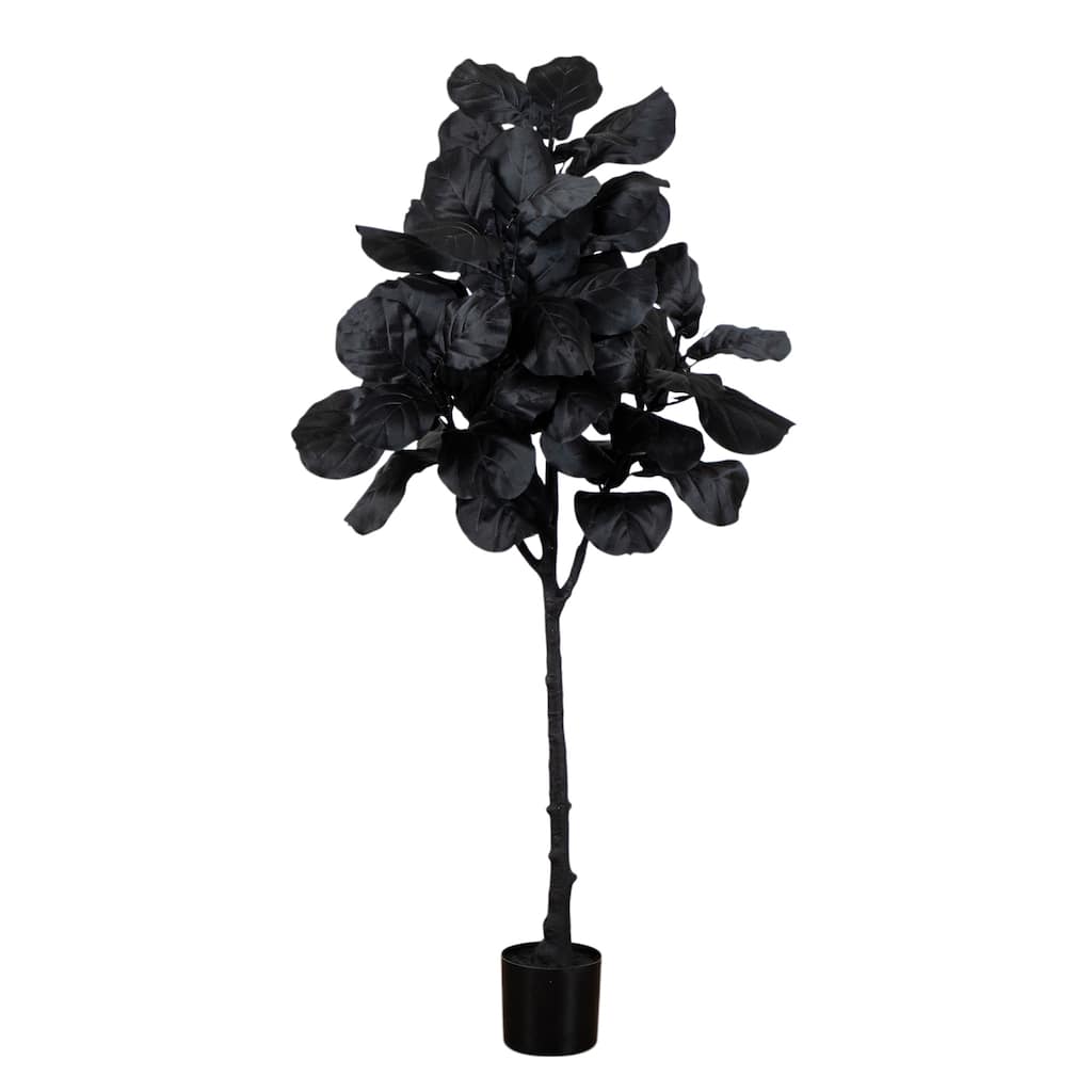 5-ft Artificial Halloween Black Fiddle Leaf Tree
