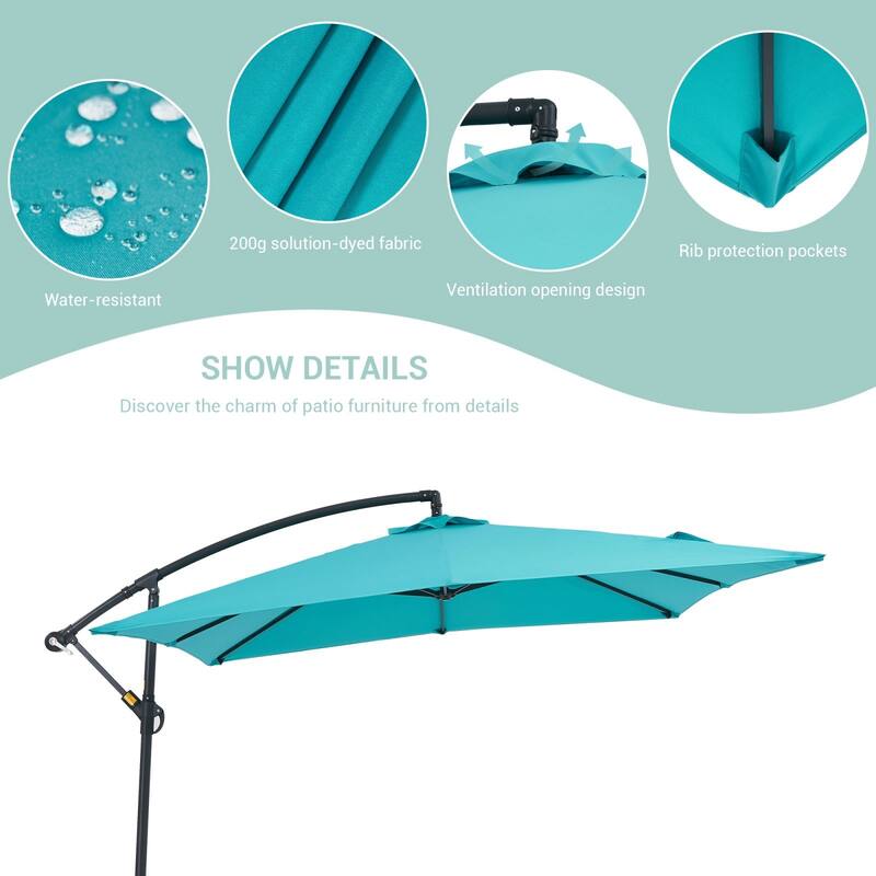 Bonosuki 8.2 x 8.2Ft Patio Offset Umbrella w/ Weighted Base
