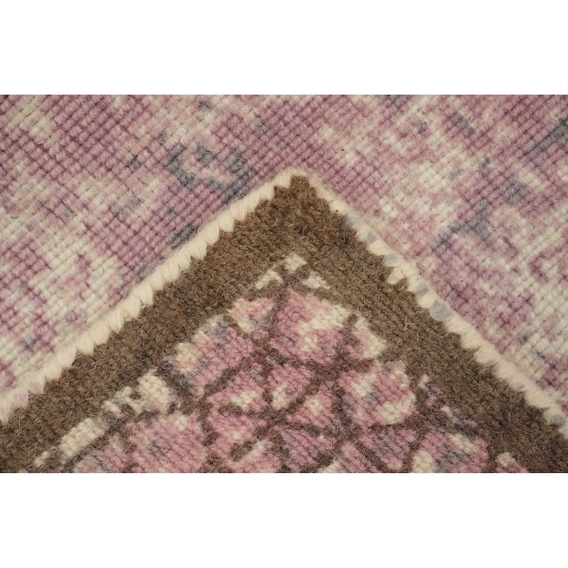Hand Knotted Oriental Viscose Silk Carpet Modern Pictorial Pink Abstract Area Rug - 7' 9'' X 5' 4''