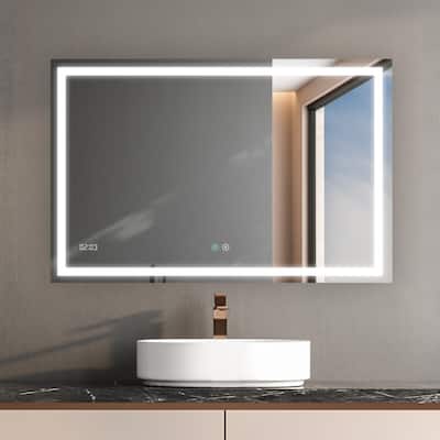AQUADOM Daytona 40" Led Lighted Mirror for Bathroom Defogger, Digital Clock - 40"x30"x1"