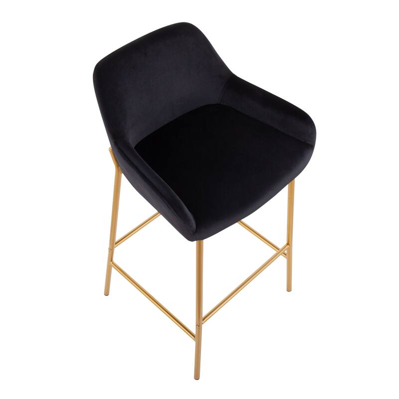 Silver Orchid Galotti Gold Fixed-Height Upholstered Bar Stool - Set of 2