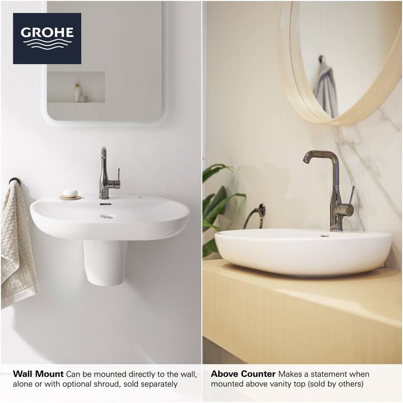 Grohe Essence Wall Mount or Vessel 27" Bathroom Sink with 1 Faucet