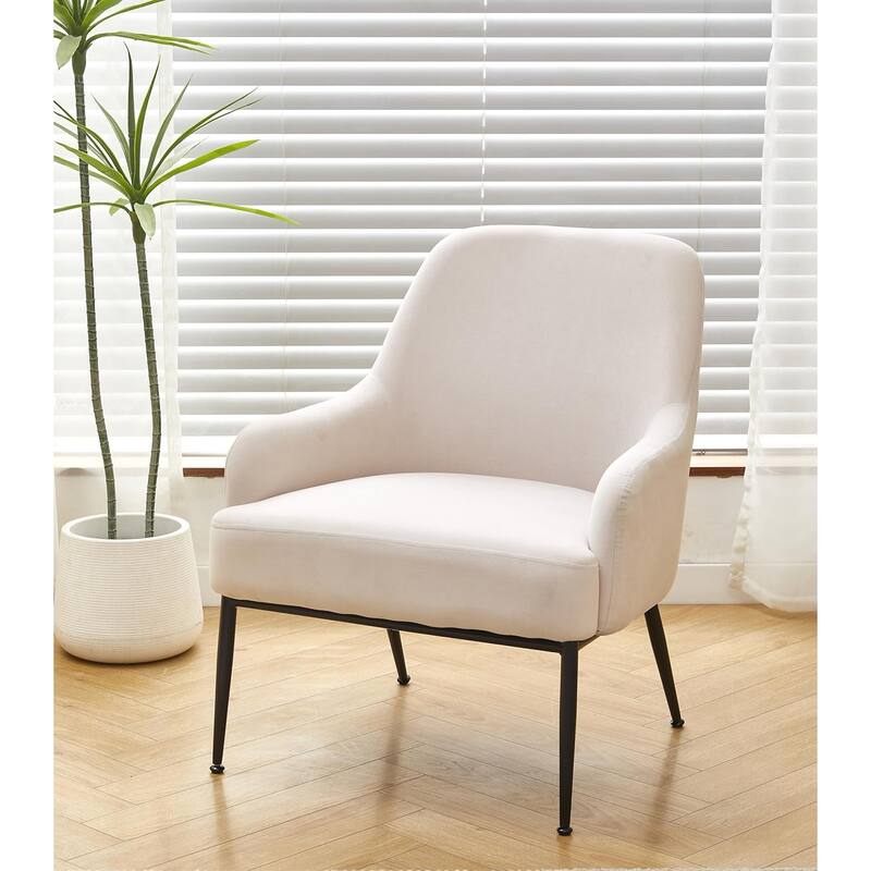 US Pride Furniture Velvet Armchair Solid and Engineered Wood with Black Metal Legs Dense Foam and Heavy Webbing