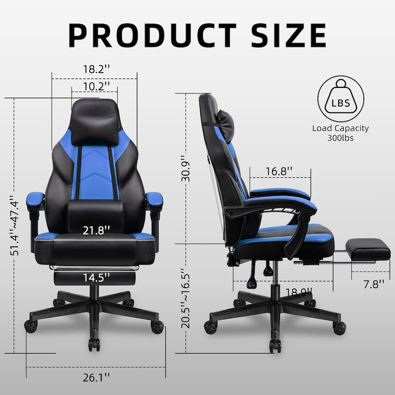 Adjustable Comfortable Game Chair Swiveling PC & Racing with Footrest