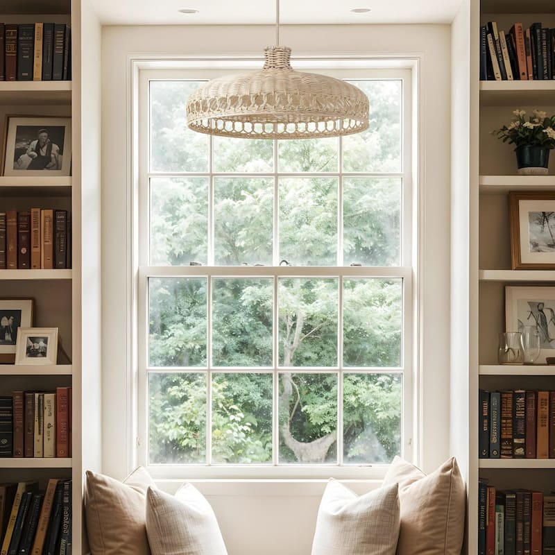 Verona - 22" Rattan Plug-In or Hardwired Pendant Light for Kitchen, Dining, Bedroom in Boho & Coastal Style